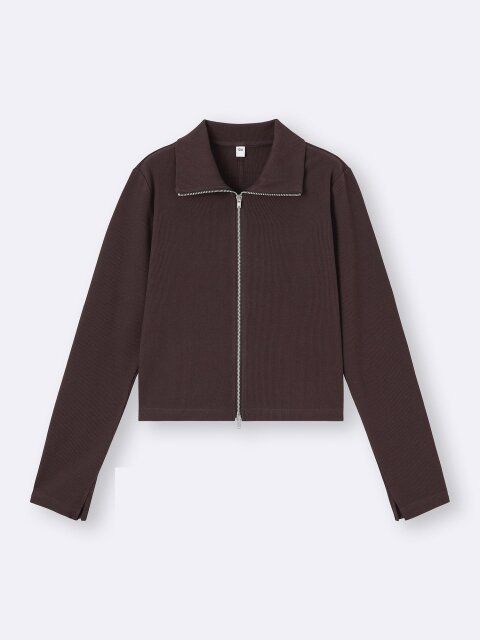 リブダブルジップカーディガン