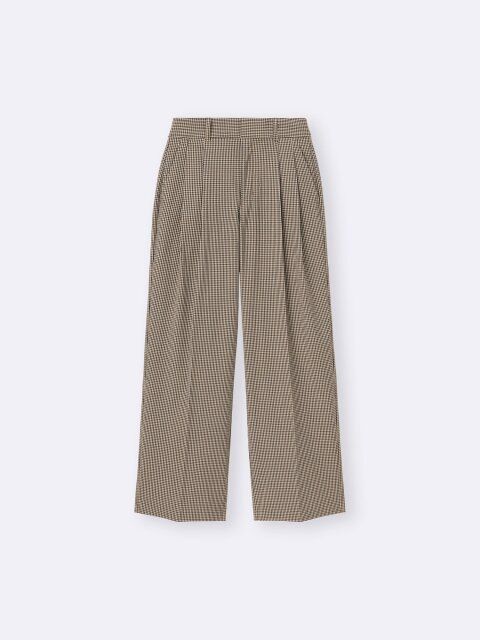 タックワイドチェックパンツ