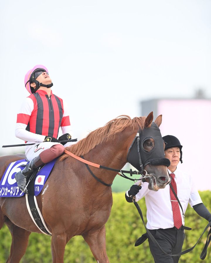 【競馬中山】11R スプリンターズステークス 1着16番ウインカーネリアン 三浦皇成騎手 ＝28日、中山競馬場（撮影・奈良武）