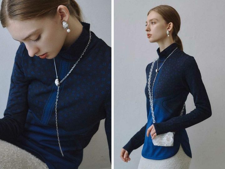 画像: 「FLORAL JACQUARD HIGH NECK KNITTED TOP」￥56,100【マメ クロゴウチ】 出典：パリゴ