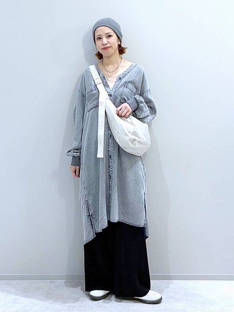 グローバルワークのエアリーリラックスデニム羽織りチュニックワンピース