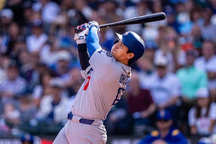 自己最多となる今季55号アーチを放ったドジャース・大谷翔平（C）Getty Images