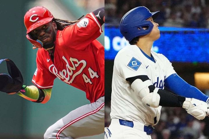 レッズのエリー・デラクルーズ（左）と大谷翔平（C）ロイター／USA TODAY Sports