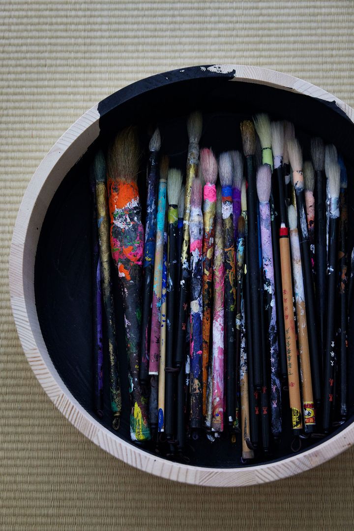 これまで使ってきた数十本もの筆