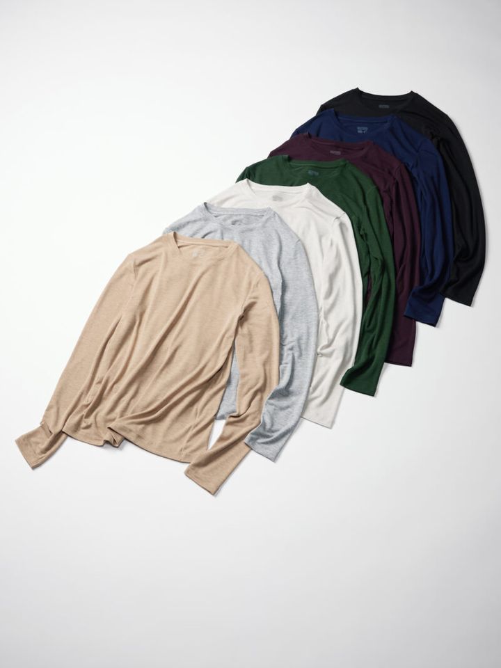 ユニクロ UNIQLO:C 極暖ヒートテックカシミヤブレンド クルーネックT各￥2,290