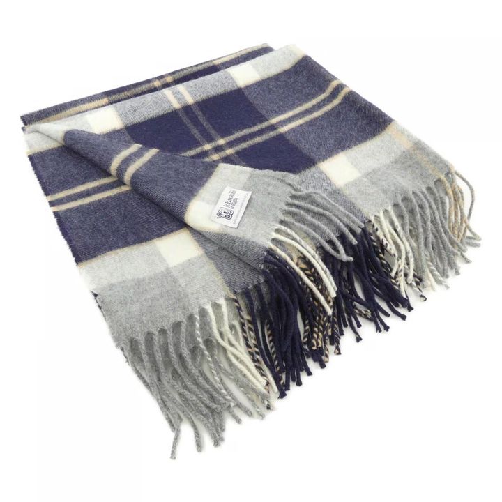 ジョンストンズのネイビー系チェックのストール