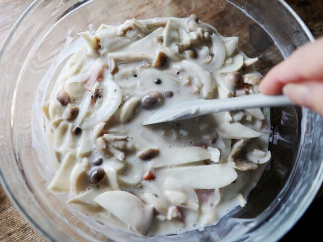 取り出したら、すぐに1分ほどよくかき混ぜる。