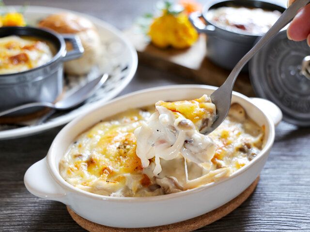 たっぷりきのことベーコンのミルクグラタン 完成