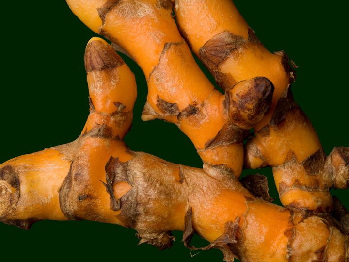 Close up fresh organic turmeric root