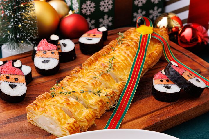 蟹アリュメットパイ/サンタの飾り寿司