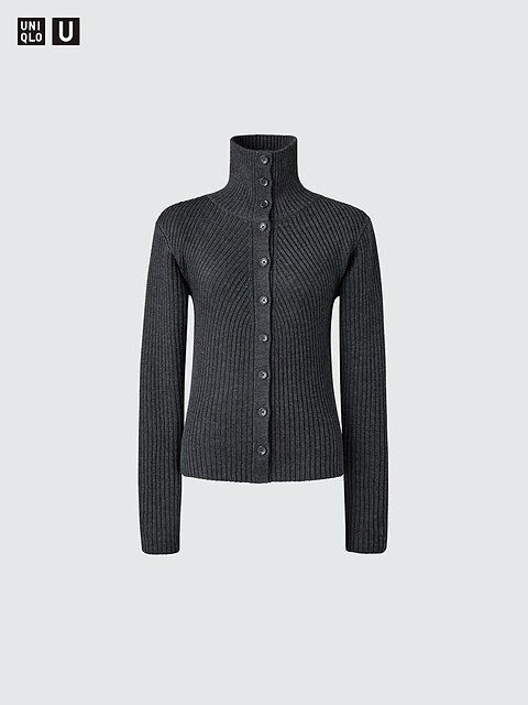 ユニクロのメリノブレンドハイネックカーディガン