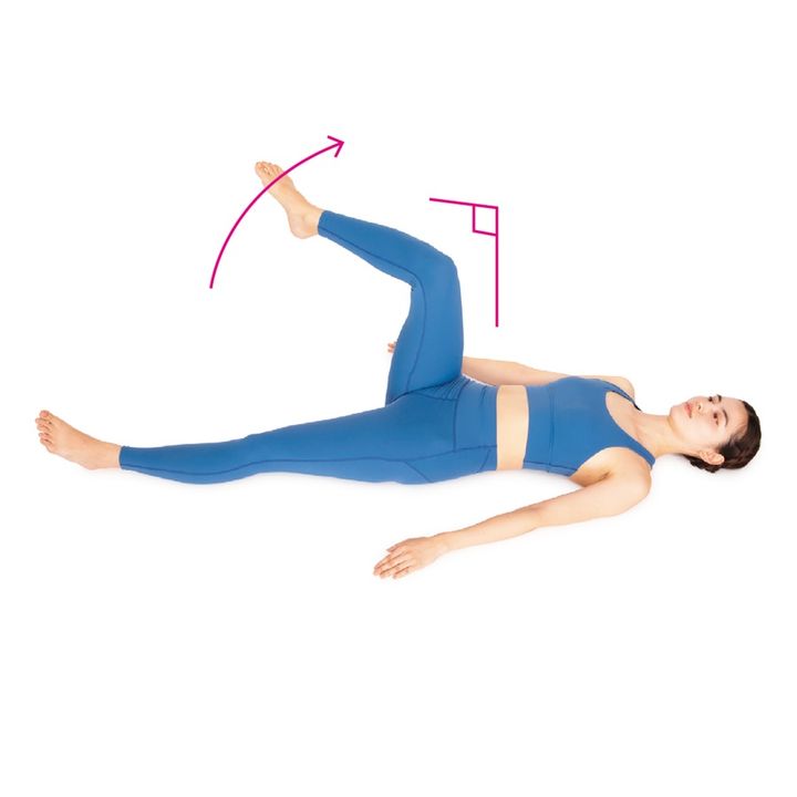 ひざを90度にしてつま先を外側に向ける。