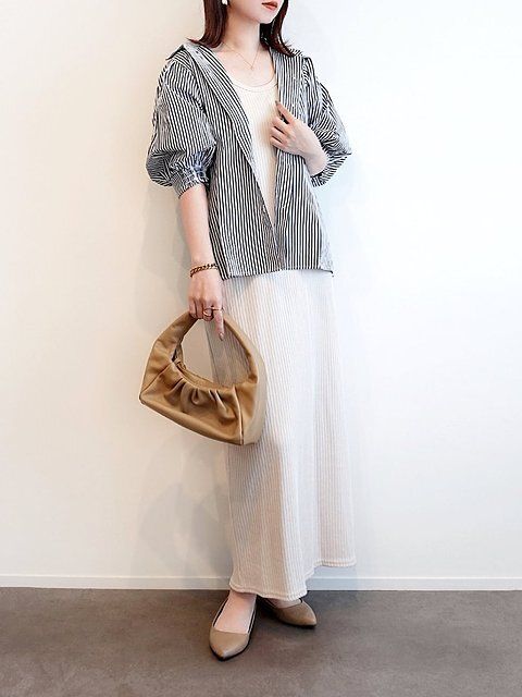ストライプシャツコーデ1