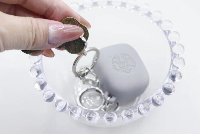 ダイソー ガラスボウル（ドット、約12.5cm）