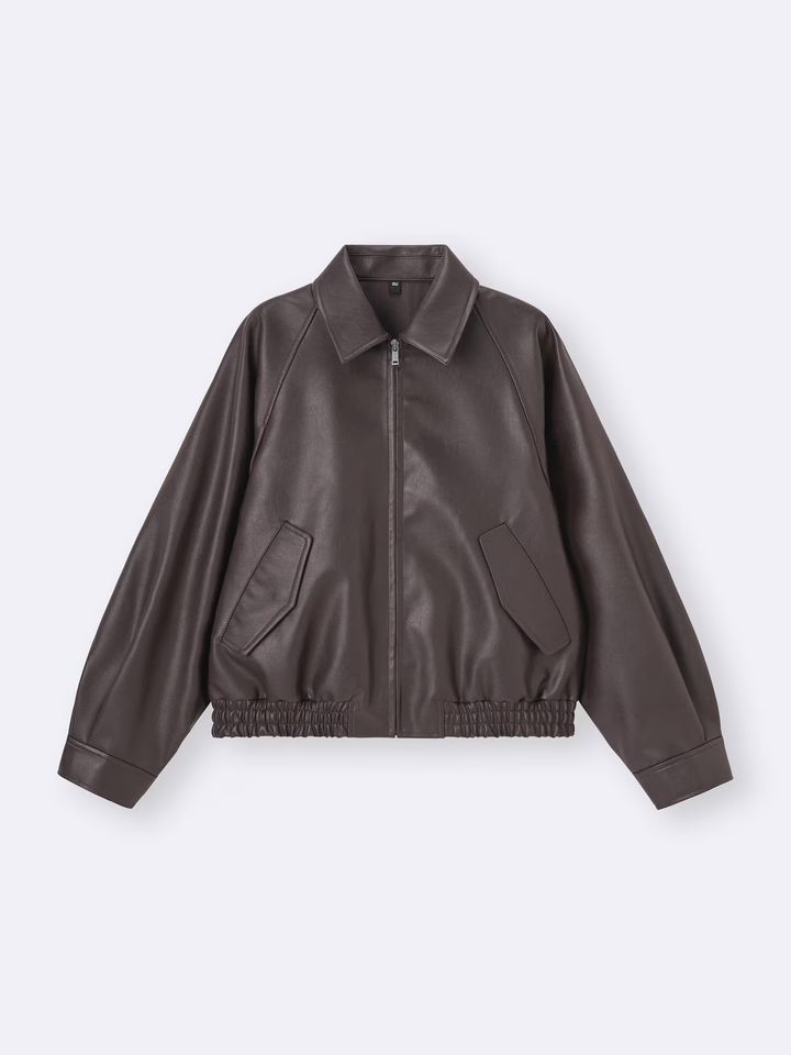 ジーユー フェイクレザーハリントンジャケット 5990円（税込）