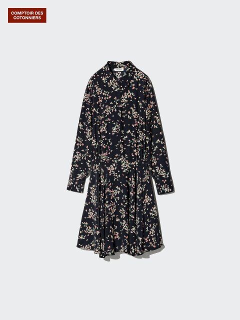 2025ユニクロ値下げレーヨンプリントミディワンピース