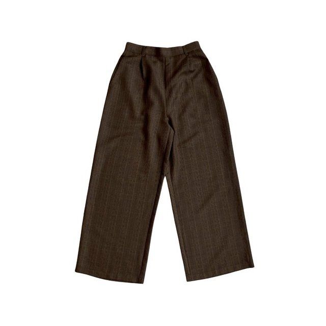 しまむらchocoブラウンチェックストレートパンツ