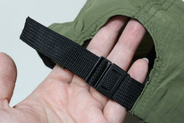 ダイソー ナイロンキャップ（オリーブ） サイズ調整