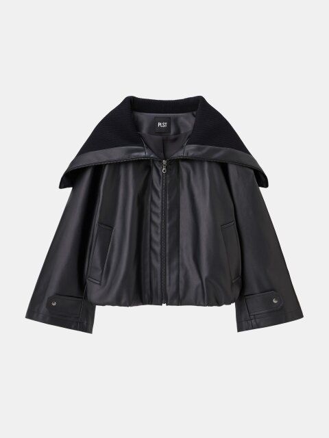 2025秋冬plstフェイクレザービッグカラーブルゾン
