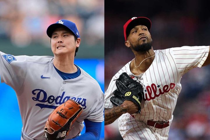 ドジャースの大谷翔平（左）とフィリーズのクリストファー・サンチェス（C）ロイター