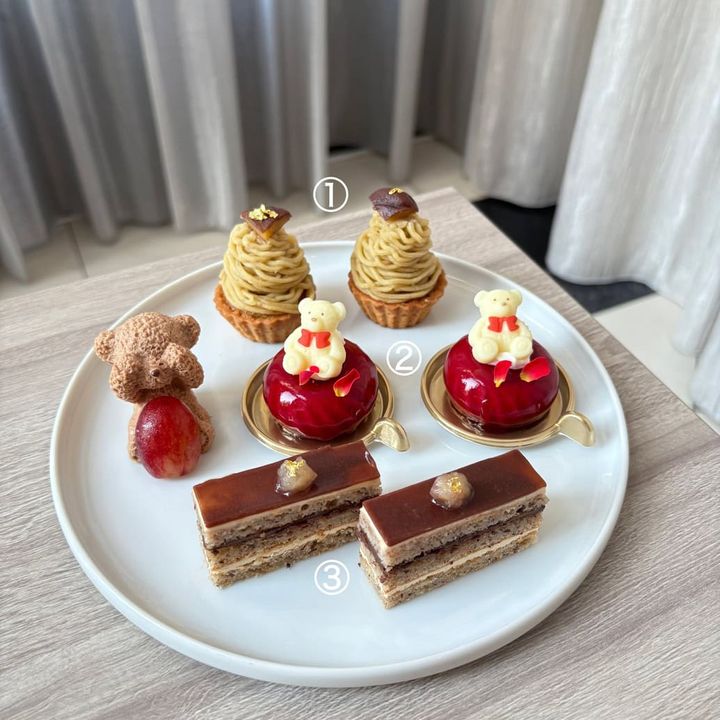 シャインマスカットと栗アフタヌーンティーwithハーマンテディ