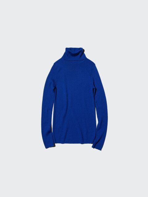 メリノリブタートルネックセーター