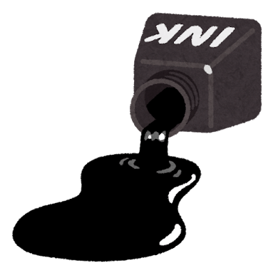 瓶から溢れるインクのイラスト