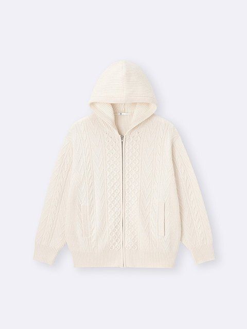 GUのケーブルフルジップパーカ