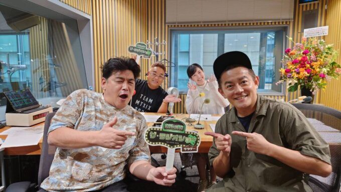 サンドウィッチマン、東島衣里アナウンサー、この日のゲストの井戸田潤（スピードワゴン）