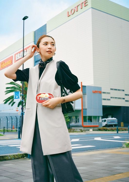 PLSTジレ×ベロアトップスでつくる通勤コーデ