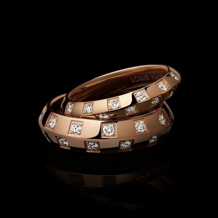 「ル ダミエ ドゥ ルイ・ヴィトン」リング（PG×ダイヤモンド） 3.5mm￥676,500 5.5mm￥1,182,500