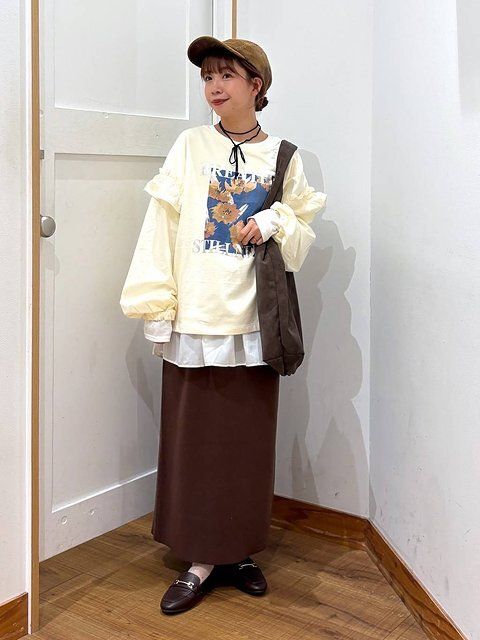 グローバルワークのスウェットライクニットナロースカート