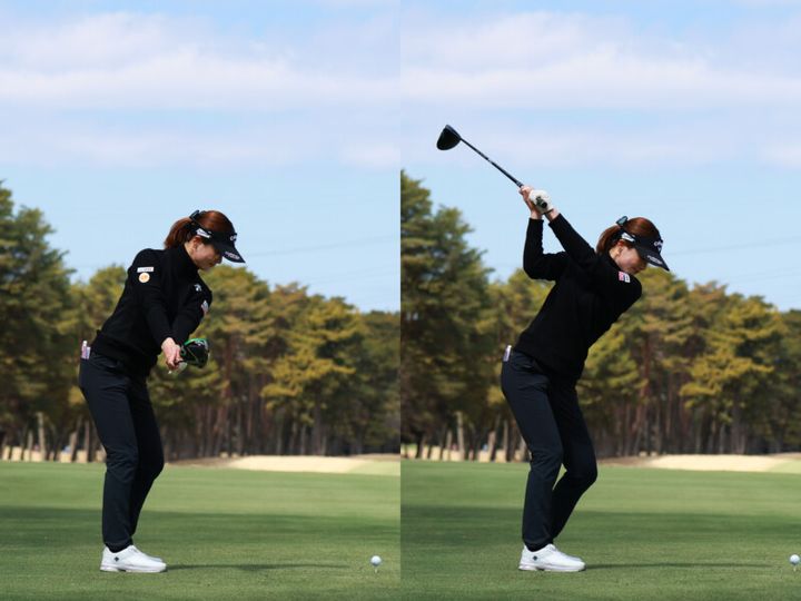 青木香奈子のスイングを解説！クラブに強烈に負荷をかける