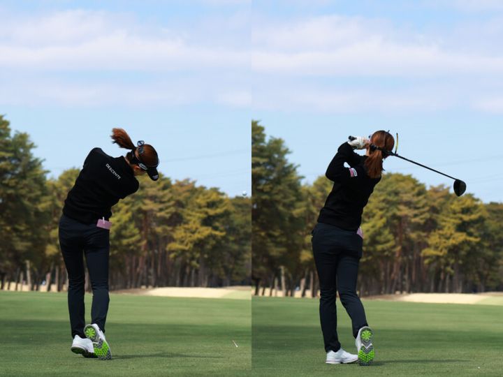 青木香奈子のスイングを解説！クラブに強烈に負荷をかける