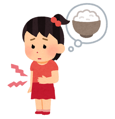 お腹が空いた子供のイラスト（女の子）