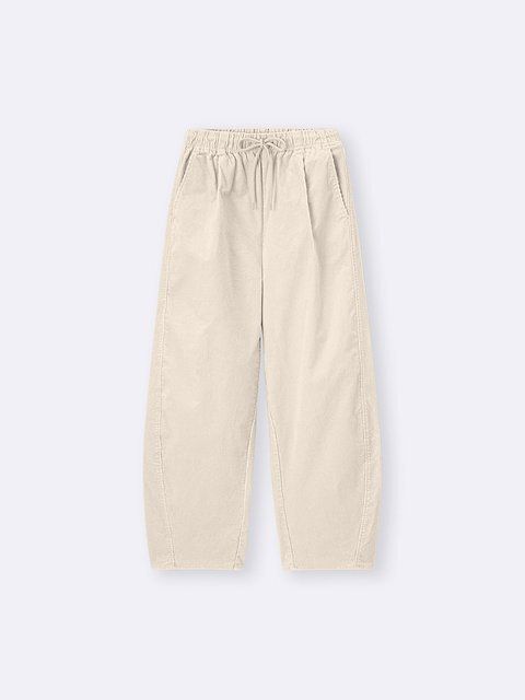 GUのコーデュロイバレルレッグイージーパンツ