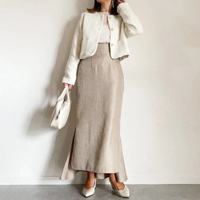 ツイードジャケットきれいめコーデ