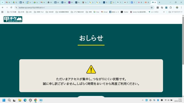 プロ野球阪神タイガースが日本シリーズ進出をかけて、甲子園球場で戦う｢2025 JERA クライマックスシリーズ セ ファイナルステージ｣プレーオフのチケット販売が8日始まりましたが、販売する専用サイトにアクセスが集中。SNSでは、サイトにつながらないファンから悲しみと怒りの声も上がっています。