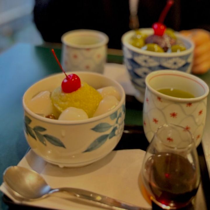 甘味処「彦いち」ずんだ白玉あんみつ