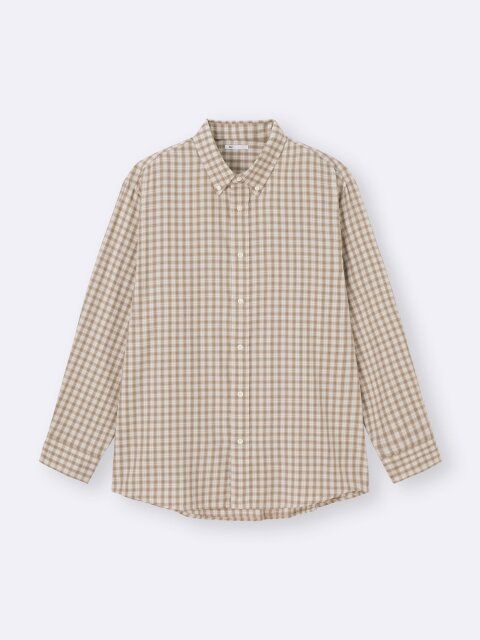 2025gu秋値下げコットンチェックシャツ