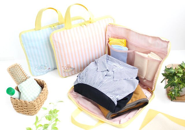 ハンギョドン／ポムポムプリン／ハローキティ すっきりコンパクト！ かんたん圧縮収納ポーチ