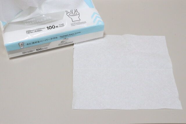 水に流せるペーパータオル サイズ感