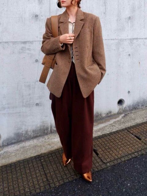 Style③チェックジャケットでつくる大人の秋ムード