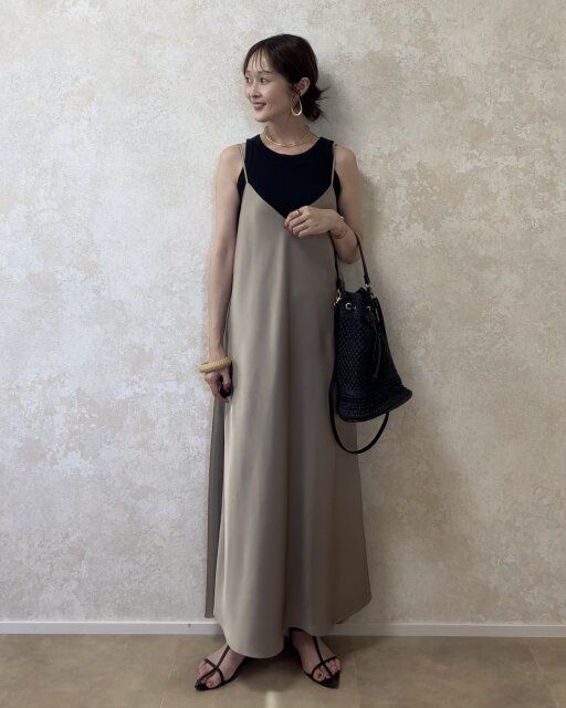 着回しコーデ①サテンキャミで作る大人カジュアルコーデ