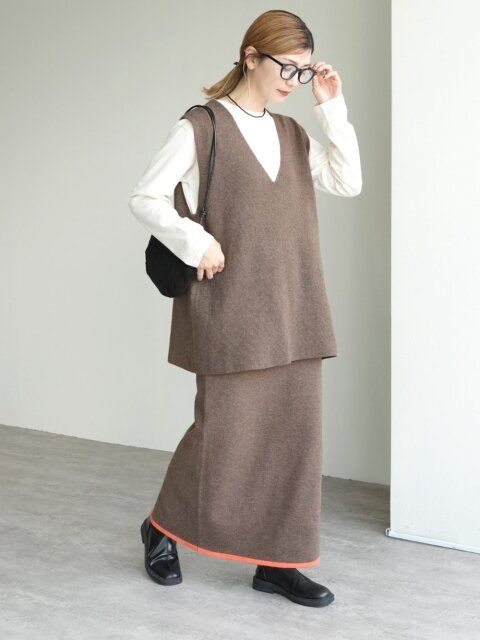 ニットセットアップコーデ