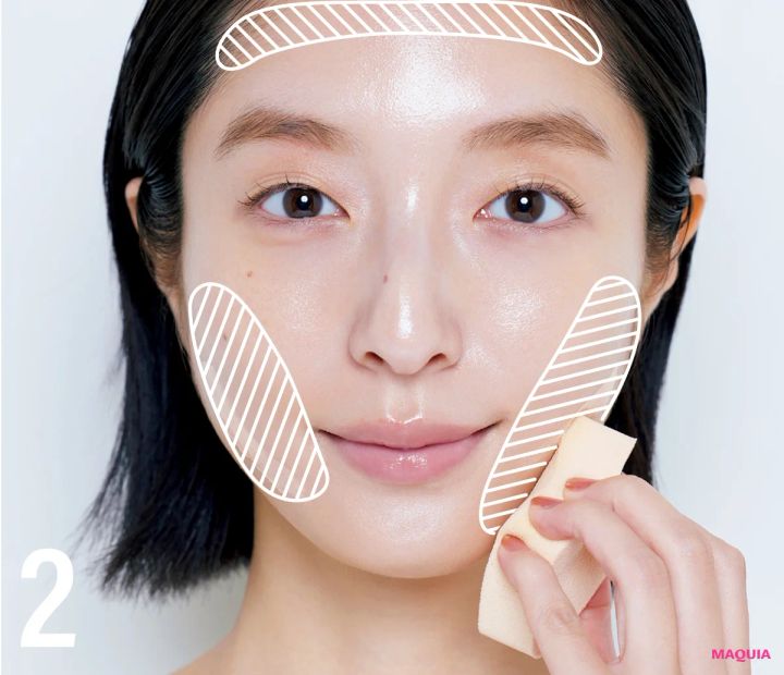 鈴木えみ ベースメイク AI肌 薄膜ファンデを顔の外側に