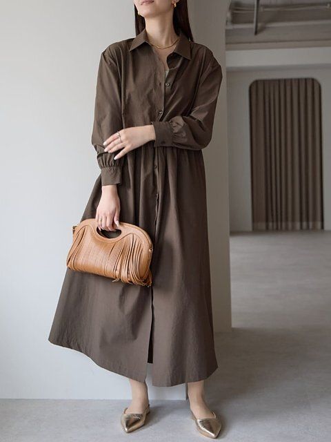 シャツワンピースコーデ1
