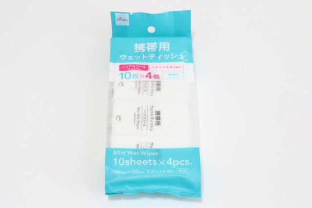 ミニウェットティッシュ（10枚×4組） パッケージ