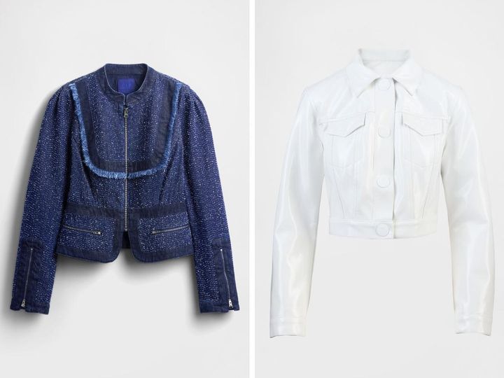 画像: 左「GapStudio デニム ツイード フリンジ ジャケット」￥34,900、「GapStudio ヴィーガン パテントレザー クロップジャケット」￥29,900 出典：GapStudio Fall/Winter 2025 Collection 03