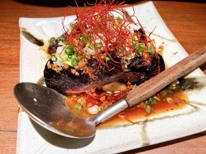 夢玄 茄子と山芋の油淋鶏